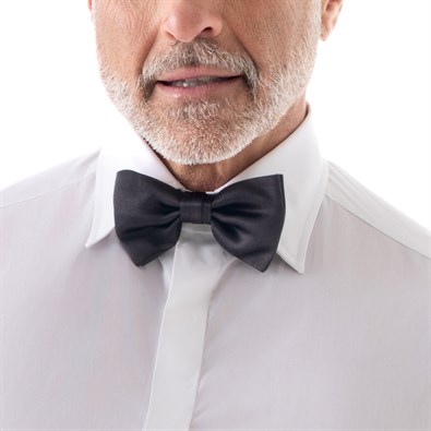 Black silk satin bow tie - knotted