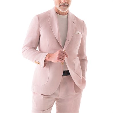 Pink linen blend single-breasted Jacket