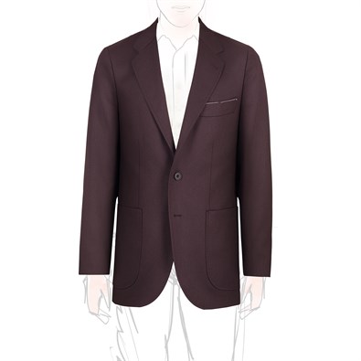 Single-breasted jacket with burgundy cashmere scarf lining