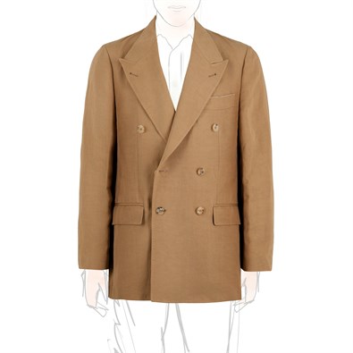 Beige linen-blend  double-breasted jacket
