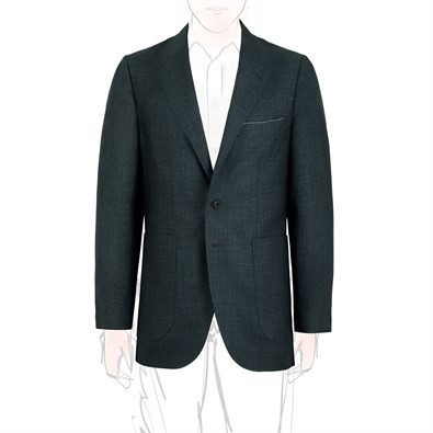 Green cashmere blend single-breasted jacket with foulard lining