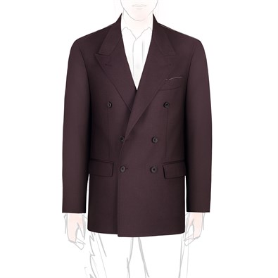 Double-breasted jacket with burgundy cashmere scarf lining