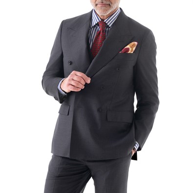 Dark gray tasmania wool double-breasted jacket "SW1"