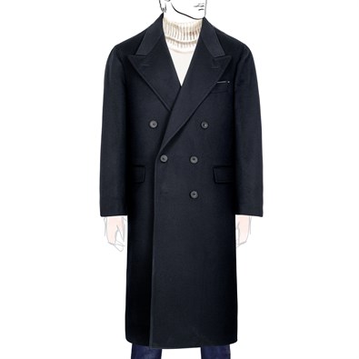 Midnight blue double-breasted cashmere coat