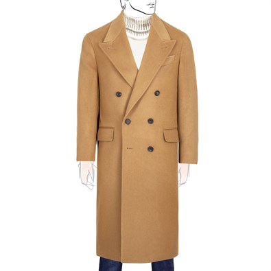 Camel double-breasted cashmere coat
