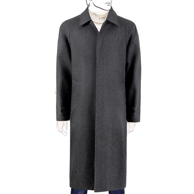 Gray herringbone wool raglan coat
