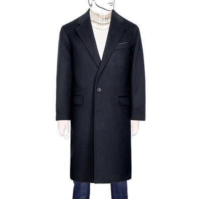 Midnight blue single-breasted cashmere coat