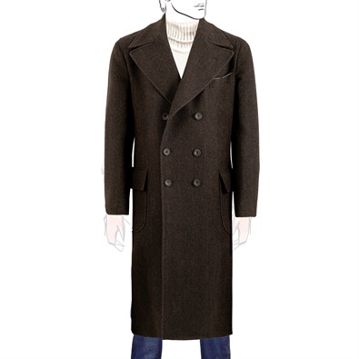Ulster coat in brown herringbone cashmere