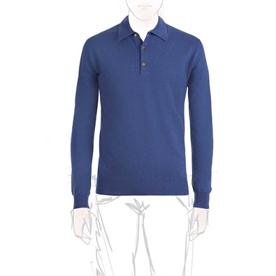 Cerulean blue cashmere polo