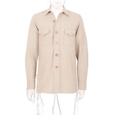 Beige diagonal cashmere overshirt