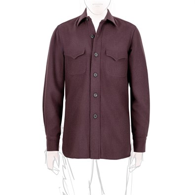 Plum diagonal cashmere overshirt