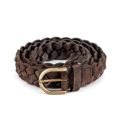 Dark brown braided suede leather belt