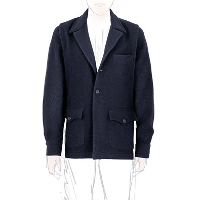 St. Moritz cashmere jacket in blue herringbone