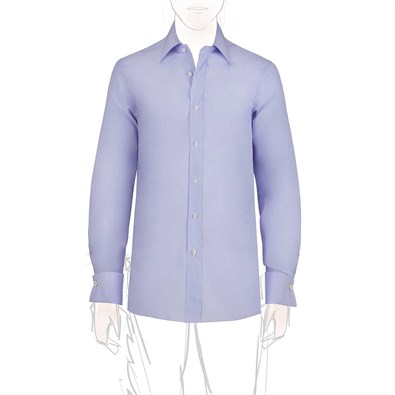 Light blue double-cuff cotton shirt