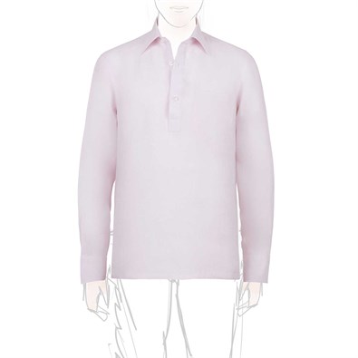 Pink linen polo shirt