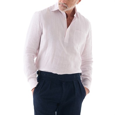 Polo in lino rosa