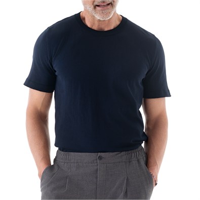 Blue short-sleeve knitted t-shirt