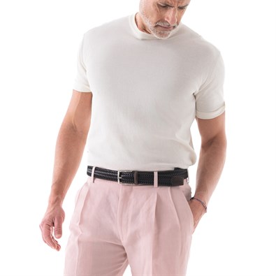 White short-sleeve knitted t-shirt