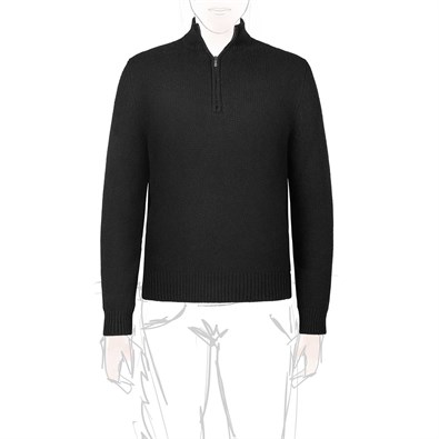 Black cashmere sweater with half zip