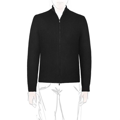 Black cashmere sweater with zip