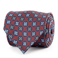 Bordeaux silk twill tie with floral print