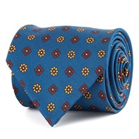Bluette silk twill tie with floral print