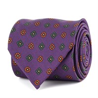Cravatta in twill di seta prugna con stampa floreale