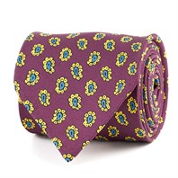 Cravatta in twill di seta bordeaux con stampa paisley