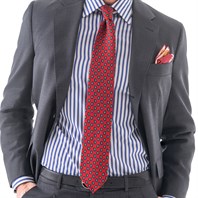 Red silk twill tie with paisley pattern
