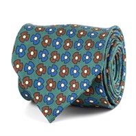 Cravatta in twill di seta ottanio con stampa floreale