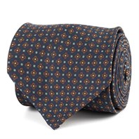 Blue silk twill tie with floral print