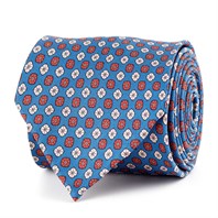 Bluette silk twill tie with geometric print