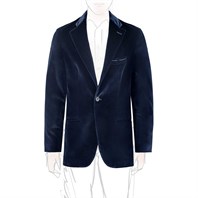Single-breasted midnight blue velvet jacket