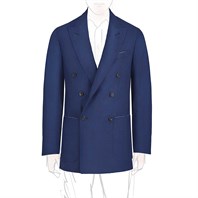 Giacca doppiopetto in lana blu super leggera