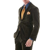 Green velvet single-breasted jacket