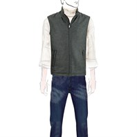 Green wool and cashmere outdoor vest