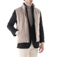 Beige quilted wool and cashmere vest