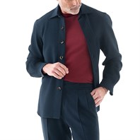 Overshirt in seersucker a righe blu e verde 