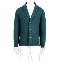 Cardigan a trecce in cashmere verde