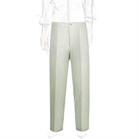 Green striped wool and silk leisure pants
