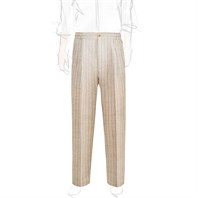 Beige linen blend leisure pants