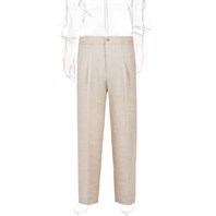 Pantalone leisure in misto lino spigato beige