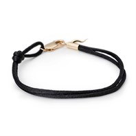 Black silk bracelet with gold horn charm