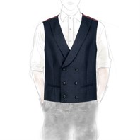 Blue wool flannel double-breasted waistcoat