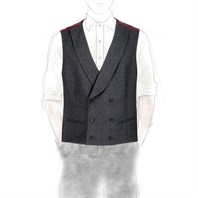 Dark gray wool flannel double-breasted waistcoat