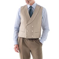 Beige shantung double-breasted waistcoat with scarf lining
