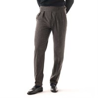 Brown herringbone wool manny trousers