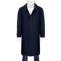 Blue super 200's wool raglan coat
