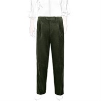 Double-pleat Modluca trousers in green corduroy