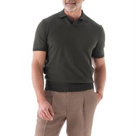 Green short sleeves knitwear polo shirt